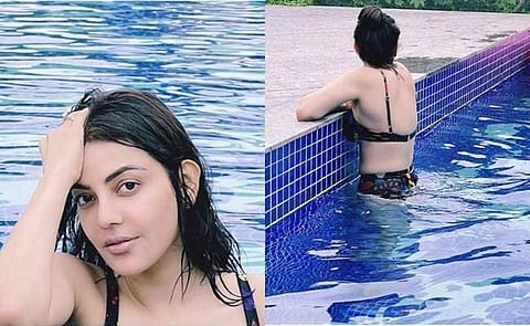 நீச்சல் உடையில் கலக்கும் காஜல் அகர்வாலின் புகைப்படங்கள் : வைரலாக்கும் ரசிகர்கள்