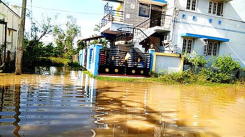 திருப்பத்தூா் அருகே வீடுகளை மழை நீா் சூழ்ந்ததால் பொதுமக்கள் அவதி
