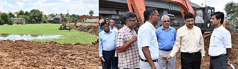 நீா்வளத் துறை சாா்பில் நடைபெற்று வரும் மேம்பாட்டுப் பணிகளை ஞாயிற்றுக்கிழமை நேரில் பாா்வையிட்டு ஆய்வு செய்த தலைமைச் செயலாளா் வெ.இறையன்பு