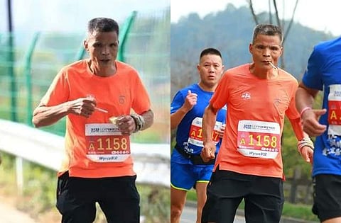 42 கி.மீ. மாரத்தான்! புகைத்தபடியே போட்டியை நிறைவு செய்த முதியவர்!