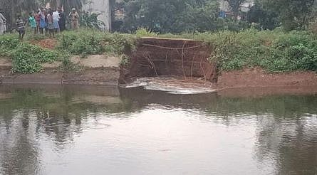 கீழ்பவானி வாய்க்காலில் கரை உடைப்பு ஏற்பட்ட பகுதி.