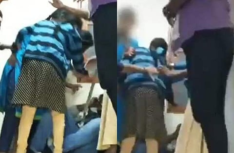 தலைமையாசிரியரைத் தாக்கும் மாணவிகள்