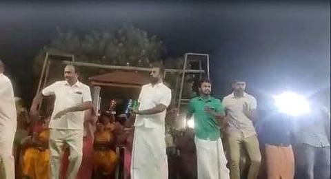 அமைச்சர் எஸ்.பி.வேலுமணி ஒயிலாட்டம்.