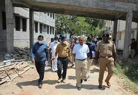 மாவட்ட காவல் அலுவலககட்டுமானப் பணிகள் ஆய்வு