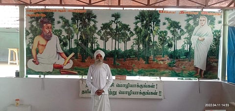 திருப்பூரில் 4 ஆண்டுகளாக பேசாநோன்பு போராட்டத்தை மேற்கொண்டு வரும் தமிழறிஞர் க.இரா.முத்துசாமி.