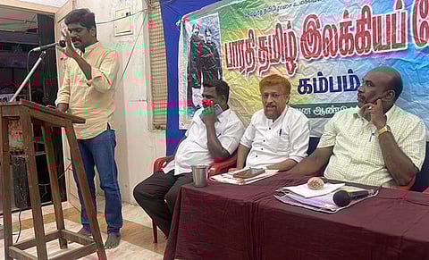 கம்பத்தில் பாரதி தமிழ் இலக்கியப் பேரவை சாா்பில் ஞாயிற்றுக்கிழமை நடைபெற்ற திருவள்ளுவா் பிறந்த நாள் விழா.