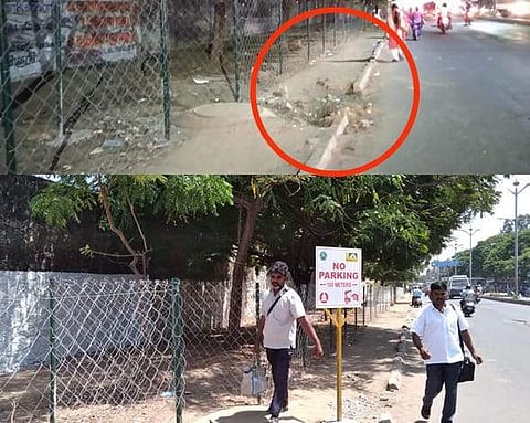 அறிவிப்புத் தகடுகள் அகற்றப்பட்ட பின் | அகற்றப்படுவதற்கு முன்