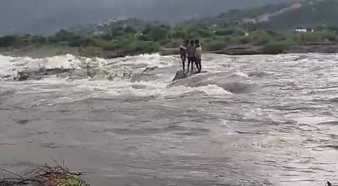 மேட்டூர் அணை வெள்ளத்தில் சிக்கிய 3 இளைஞர்கள் பத்திரமாக மீட்பு