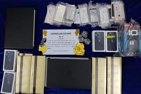 சென்னை விமான நிலையத்தில் ரூ.2.01 கோடி தங்கம் உள்ளிட்டவை பறிமுதல்