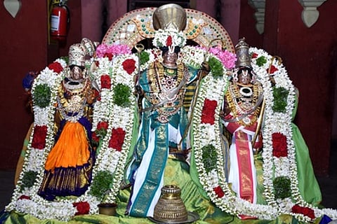 நீடாமங்கலம் சந்தனராமா் கோயிலில்திருப்பணிகள் தீவிரம்