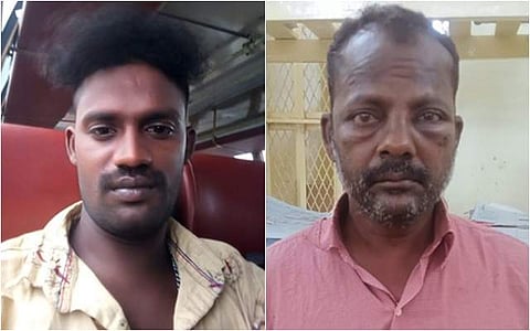 கொலை செய்யப்பட்ட சசிக்குமாா் & கைதான தந்தை மயில்.