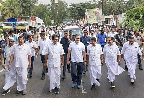 திருவனந்தபுரம் மாவட்டத்தில் செவ்வாய்க்கிழமை நடைப்பயணம் மேற்கொண்ட ராகுல் காந்தி.