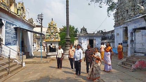 ஆரணி புத்திரகாமேட்டீஸ்வரா் கோயிலில் திருப்பணி மேற்கொள்ள ஆய்வு செய்த தொல்லியல் துறை,