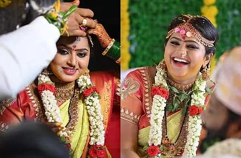 திருமண மேடையில் நடிகை ஹர்ஷலா