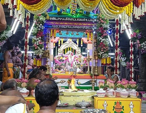 திருச்செந்தூர் முருகன் கோயிலில் கந்த சஷ்டி விழா முதல் நாளான திங்கள்கிழமை காலை தொடங்கிய யாகசாலை பூஜைகள்