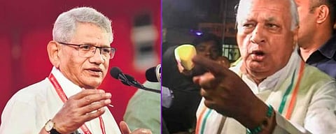 சிபிஎம் பொதுச்செயலாளர் சீதாராம் யெச்சூரி (இடது) மற்றும் கேரள ஆளுநர் ஆரிப் முகமது கான் (வலது) | EPS