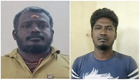 போலீசார் நடத்திய துப்பாக்கிச் சூட்டில் பலியான ரௌடிகள் ரகு - அசான்.