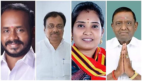 தேமுதிக வேட்பாளா் -எஸ்.ஆனந்த், காங்கிரஸ் வேட்பாளா் - ஈவிகேஎஸ்.இளங்கோவன், நாம் தமிழா் வேட்பாளா் - மேனகா நவநீதன், அதிமுக வேட்பாளா் -கே.எஸ்.தென்னரசு.