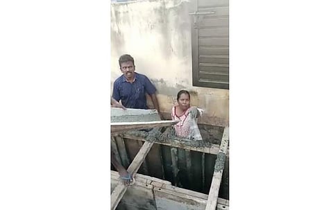 கரூரில் தம்பதி மீது சிமெண்ட் கலவையை ஊற்றிய மாநகராட்சி ஒப்பந்த ஊழியரால் பரபரப்பு