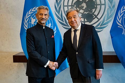 சூடான் நிலவரம்: ஐ.நா. பொதுச் செயலருடன் அமைச்சா் ஜெய்சங்கா் பேச்சு
