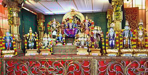 கும்பாபிஷேக விழாவையொட்டி சிறப்பு அலங்காரத்தில் அருள்பாலிக்கும் கன்னிகா பரமேஸ்வரி அம்மன்.