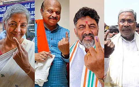 கர்நாடக தேர்தல்: பொம்மை, சிவக்குமார் உள்ளிட்ட தலைவர்கள் வாக்குப்பதிவு