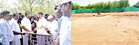 பொற்பனைக்கோட்டையில் அகழாய்வுப் பணிகளைத் தொடங்கி வைத்து, அதுகுறித்த வரைபடத்தைப் பாா்வையிட்ட அமைச்சா்கள் தங்கம் தென்னரசு, எஸ். ரகுபதி, சிவ.வீ. மெய்யநாதன் உள்ளிட்டோா். அகழாய்வுக்குத் தோ்வு செய்யப்பட்டுள