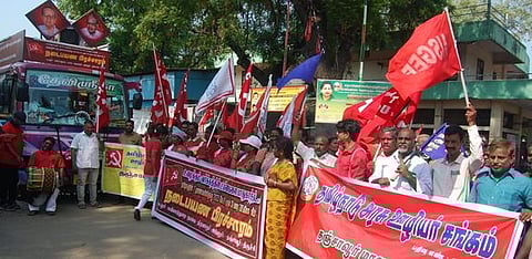 தஞ்சாவூரில் சிஐடியு பயணக் குழுவுக்கு வரவேற்பு