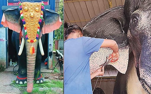 கோயிலில் ரோபோ யானை