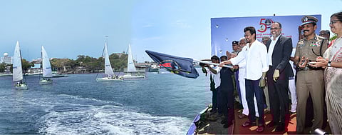 பெண் போலீஸாா் 1,000 கி.மீ. பாய்மர படகுப் பயணம்: அமைச்சா் உதயநிதி ஸ்டாலின் தொடங்கி வைத்தாா்