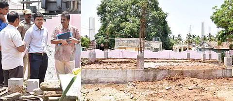 காரமடை நகராட்சி ஆரம்ப சுகாதார நிலையத்தில், கூடுதல் சுகாதாரக் கட்டடம் கட்டப்பட்டு வருவதை ஆய்வு மேற்கொண்ட ஆட்சியா் கிராந்திகுமாா் பாடி.