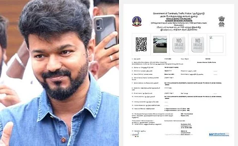 போக்குவரத்து விதிமீறல்: நடிகர் விஜய்க்கு ரூ.500 அபராதம்!