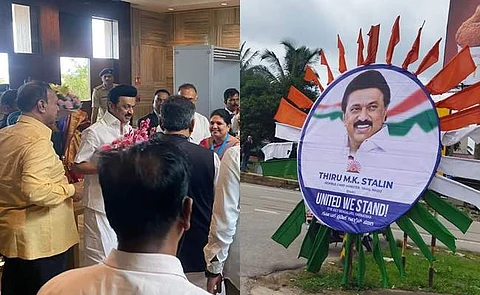 பெங்களூருவில் முதல்வர் ஸ்டாலினை வரவேற்ற டி.கே.சிவகுமார்