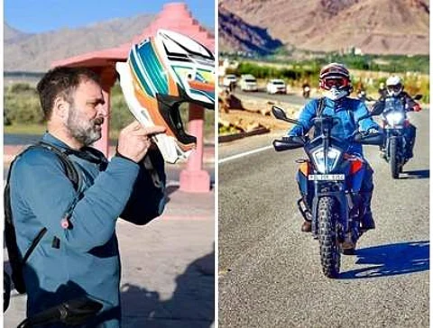 லே முதல் பாங்காங் ஏரி வரை இருசக்கர வாகனத்தில் சென்ற ராகுல் காந்தி!