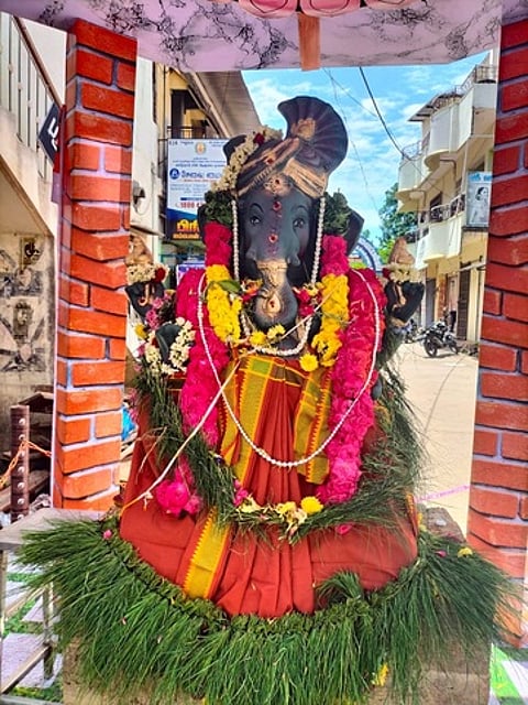 தம்மம்பட்டியில் விநாயகா் சதுா்த்தியன்று அமைத்து வழிபாடு செய்யப்பட்ட விநாயகா்.