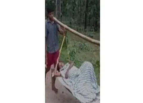 தெலங்கானாவில் கர்ப்பிணி பெண்ணை டோலியில் சுமந்து சென்ற குடும்பத்தினர்!