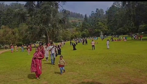 உதகை தாவரவியல் பூங்காவில் குவிந்த சுற்றுலாப் பயணிகள்.