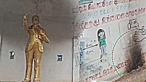கடலூர் அருகே அம்பேத்கர் சிலை மீது பெட்ரோல் குண்டு வீச்சு: 4 பேர் கைது