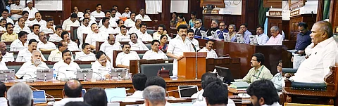 சட்டப் பேரவையில், காவல், தீயணைப்பு மற்றும் மீட்புப் பணிகள் துறைகள் தொடர்பான மானியக் கோரிக்கையின் மீதான விவாதத்திற்கு பதிலளித்து பேசிய முதல்வர் மு.க.ஸ்டாலின்.
