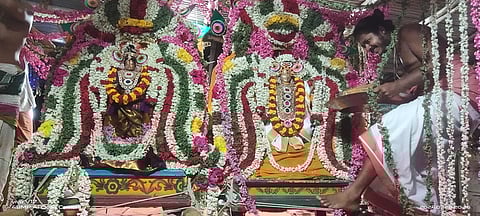 திருக்கல்யாண அலங்காரத்தில் அா்ஜூனன் திரெளபதி.