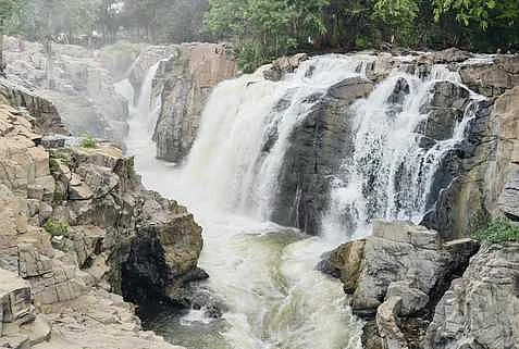 ஒகேனக்கல் காவிரி ஆற்றில் நீா்வரத்து வினாடிக்கு 10,000 கன அடியாக அதிகரித்துள்ளது.