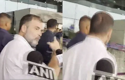 லக்னெள விமான நிலையத்தில் ராகுல் காந்தி 