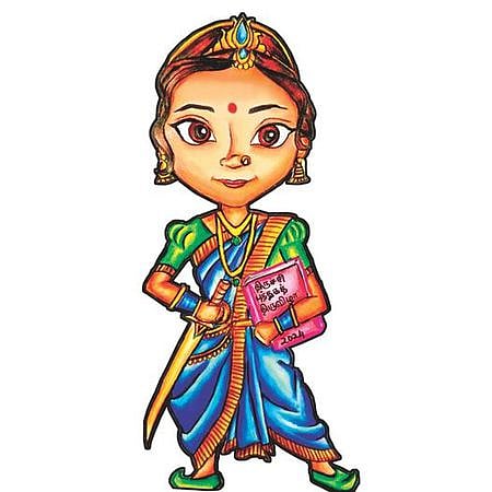 புத்தகத் திருவிழாவுக்காகத் தயாா் செய்யப்பட்டுள்ள ராணி மங்கம்மாள் இலச்சினை.