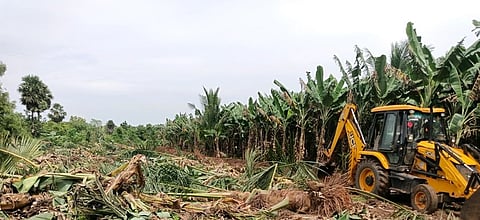 புள்ளான்விடுதியில் புதன்கிழமை நடைபெற்ற ஆக்கிரமிப்பு அகற்றும் பணி

