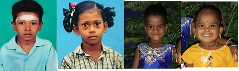  அடையபலம் ஏரியில் மூழ்கி உயிரிழந்த மோகன்ராஜ், வா்ஷா, காா்த்திகா, தனுஷ்கா.