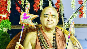 அலங்கரிக்கப்பட்ட வாகனத்தில் விஜயேந்திர சரஸ்வதி சுவாமிகள்