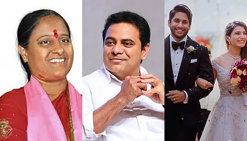 தெலங்கானா அமைச்சர், கே.டி.ஆர்., சமந்தா. 