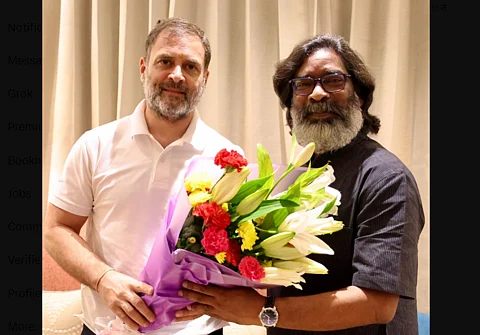 Rahul Gandhi with Hemant Soren