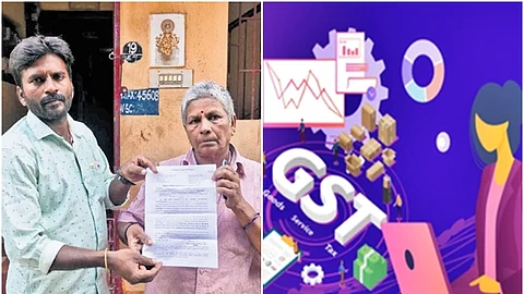 ஜிஎஸ்டி சுற்றறிக்கையுடன்  ராணி பாபுவும் அவரது மகனும்