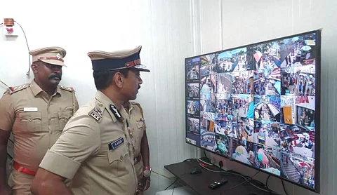 சென்னையில் மேற்கொள்ளப்பட்டுள்ள பாதுகாப்புப் பணிகளை ஆய்வு செய்த காவல் கண்காணிப்பாளர் அருண்.
